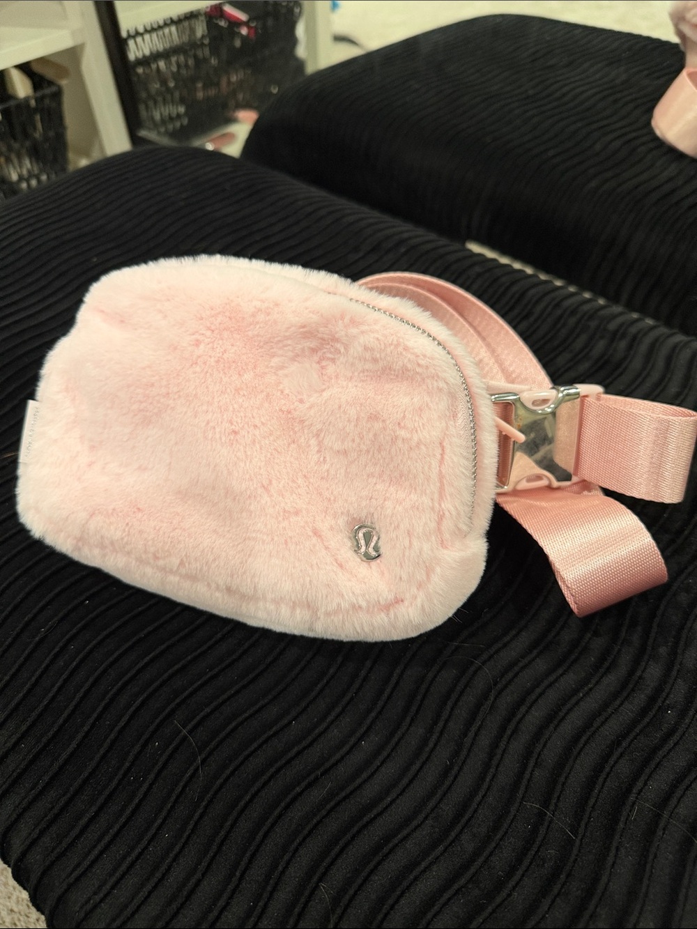 lululemon athletica Soft Pink Faux Fur Belt Bag